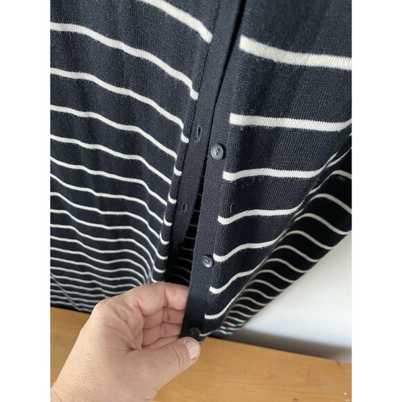 Zara Longline Navy Blue And White Striped Button Cardigan Size Large Nautical - Picture 4 of 8
